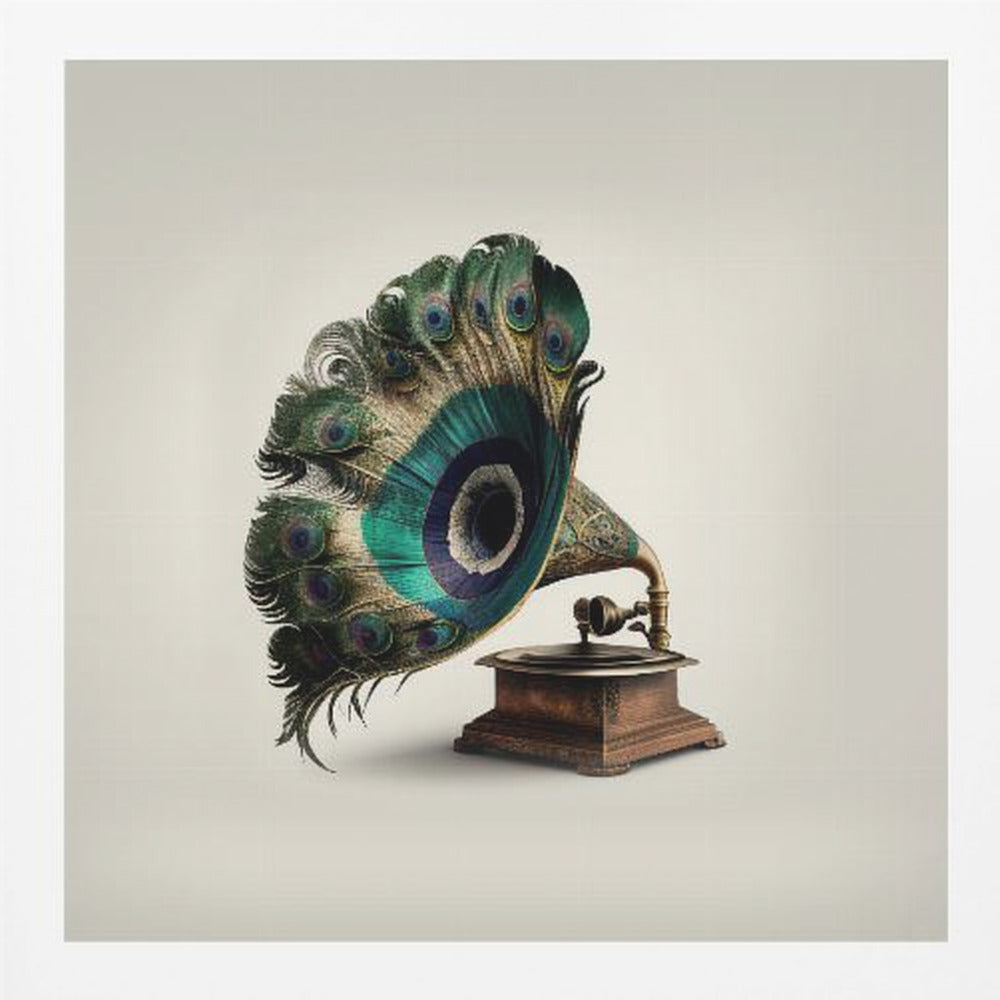 Peacock Gramaphone - Poster / Art Print