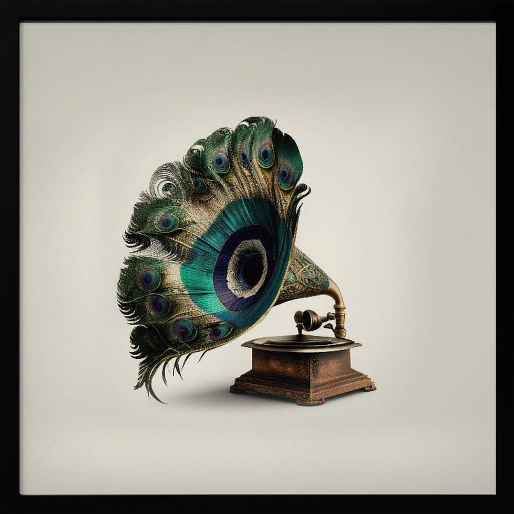 Peacock Gramaphone - Poster / Art Print