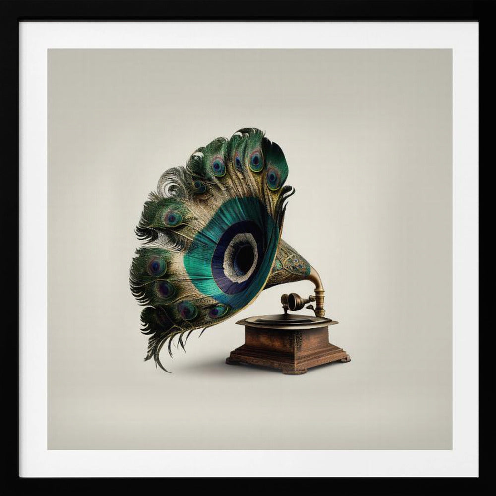 Peacock Gramaphone - Poster / Art Print