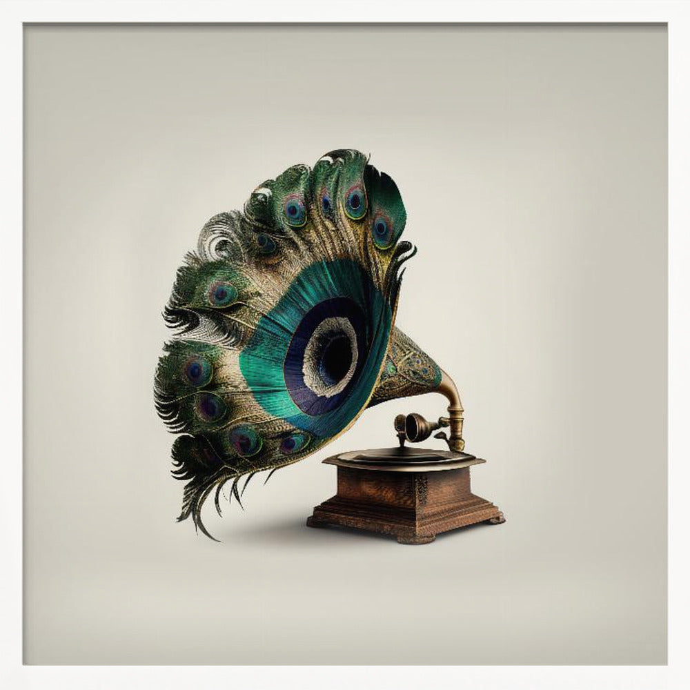 Peacock Gramaphone - Poster / Art Print