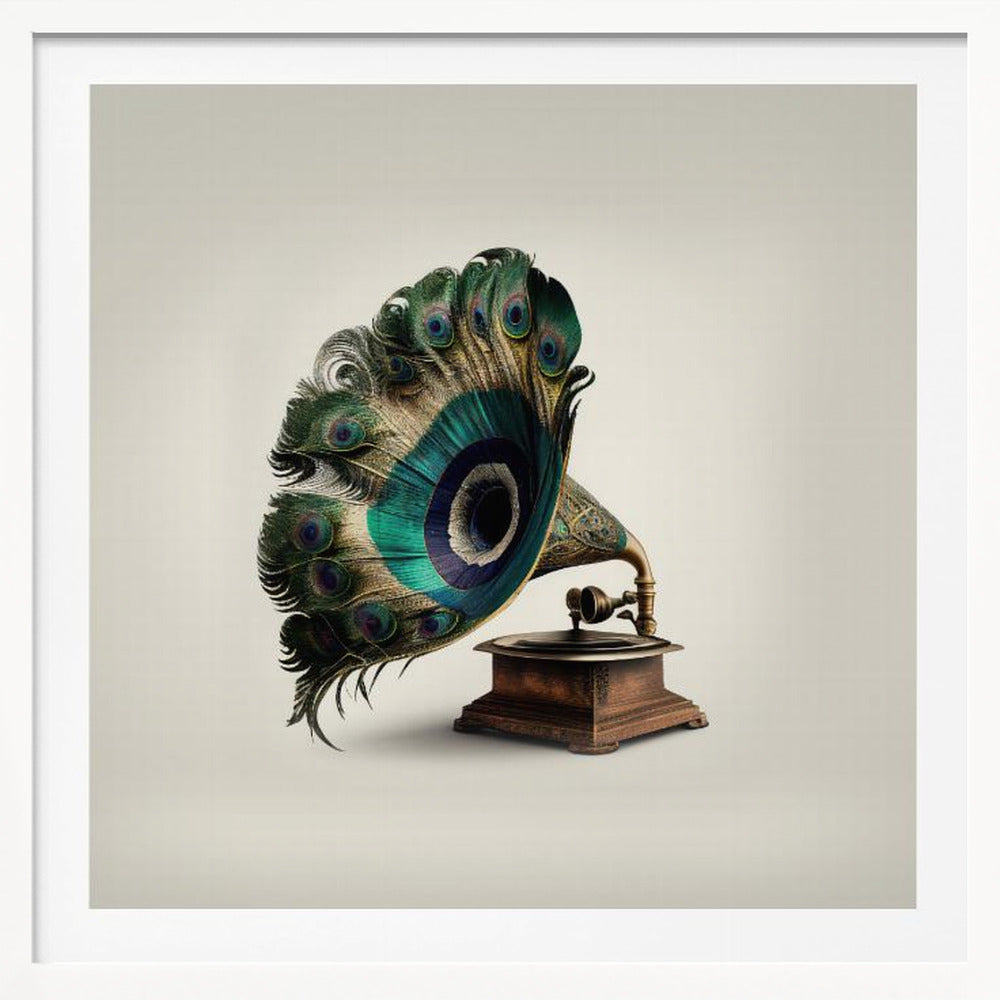 Peacock Gramaphone - Poster / Art Print