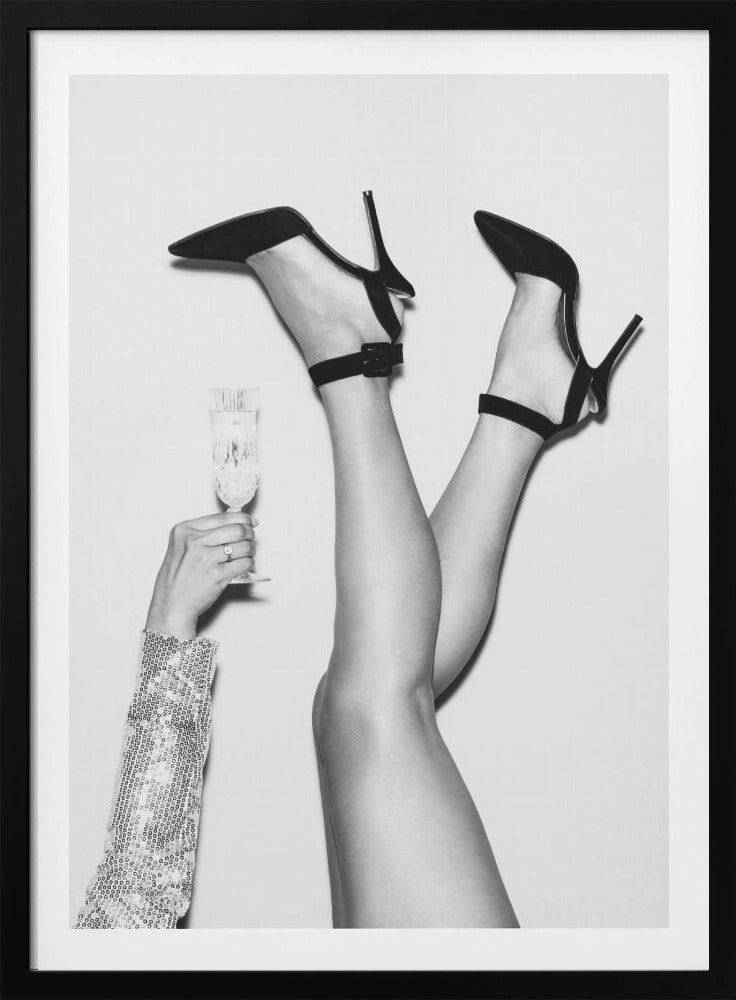 Champagne legs Black and White - Poster / Art Print