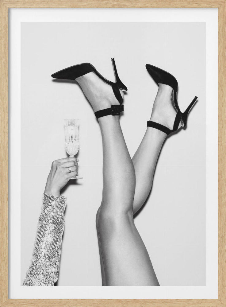 Champagne legs Black and White - Poster / Art Print