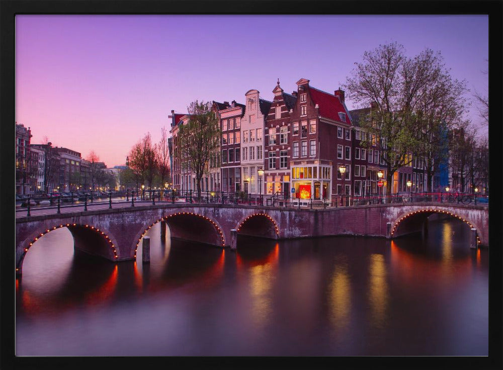 Amsterdam: Atardecer en el canal - Poster / Art Print