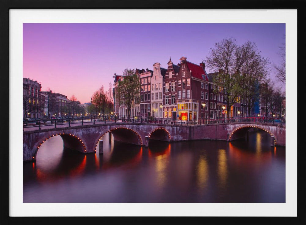 Amsterdam: Atardecer en el canal - Poster / Art Print