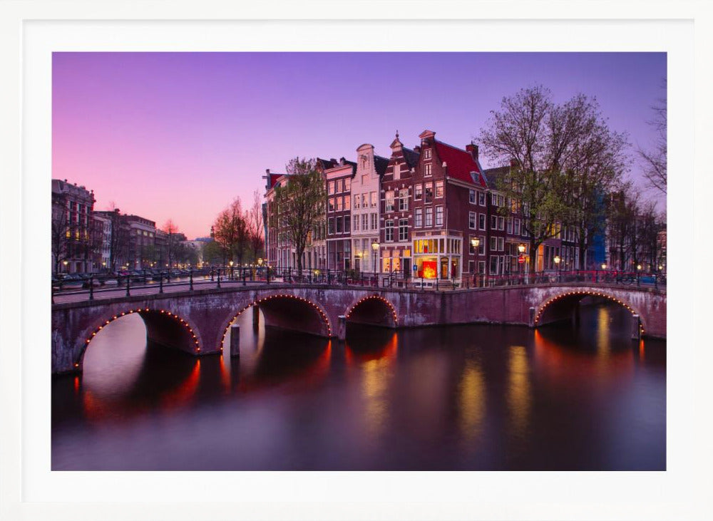 Amsterdam: Atardecer en el canal - Poster / Art Print