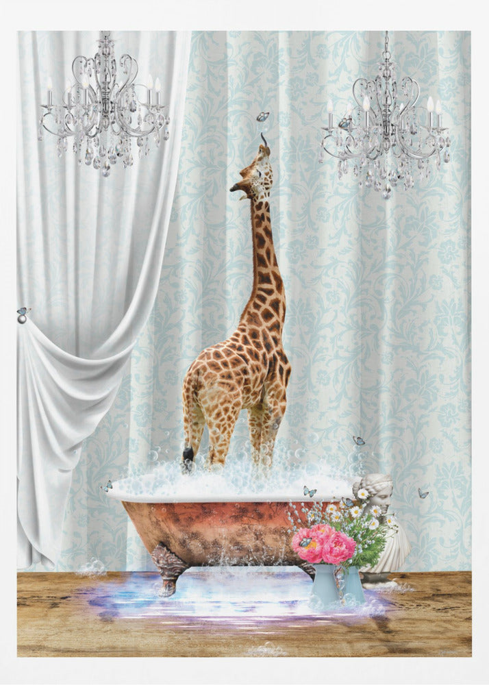 Giraffe & Bubbles - Poster / Art Print