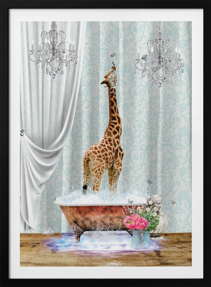 Giraffe & Bubbles - Poster / Art Print