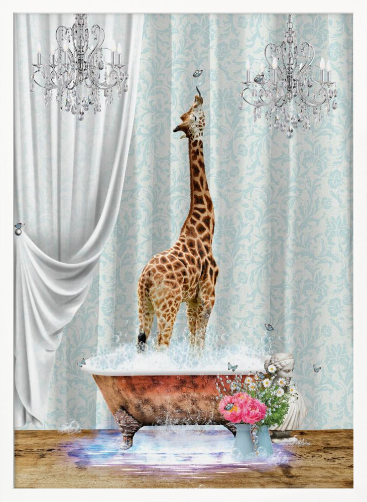 Giraffe & Bubbles - Poster / Art Print