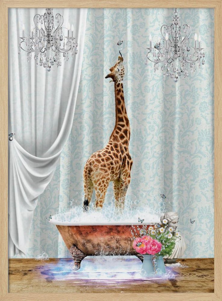 Giraffe & Bubbles - Poster / Art Print