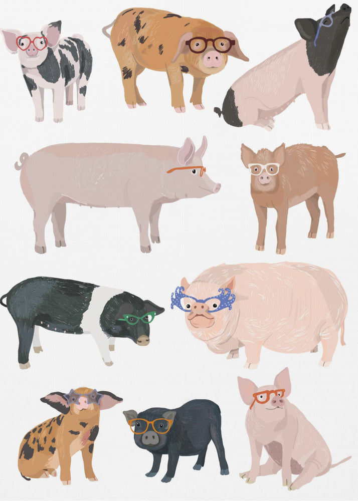 Pigs Glasses - Poster / Art Print