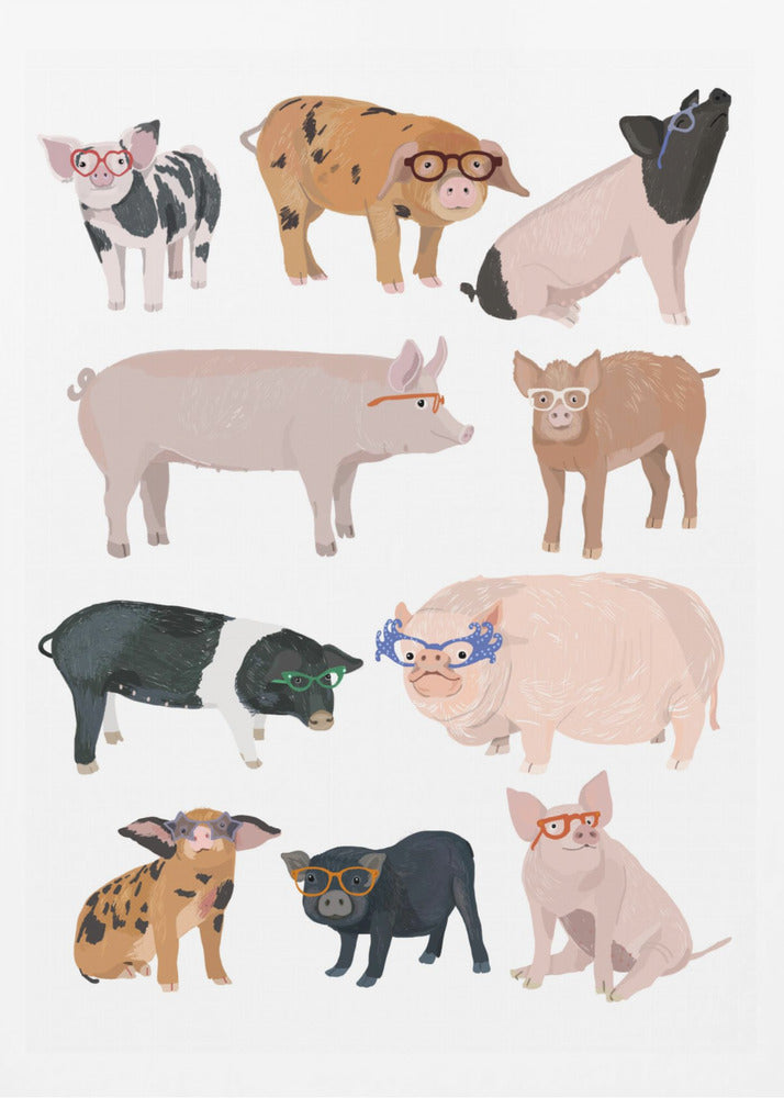 Pigs Glasses - Poster / Art Print