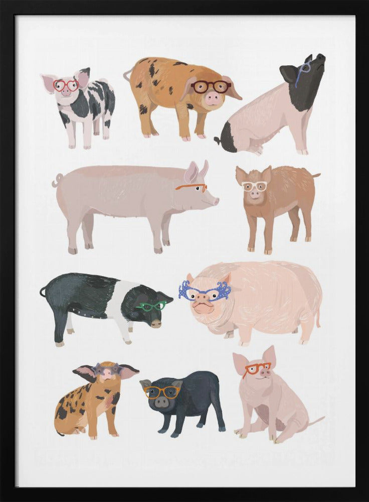 Pigs Glasses - Poster / Art Print