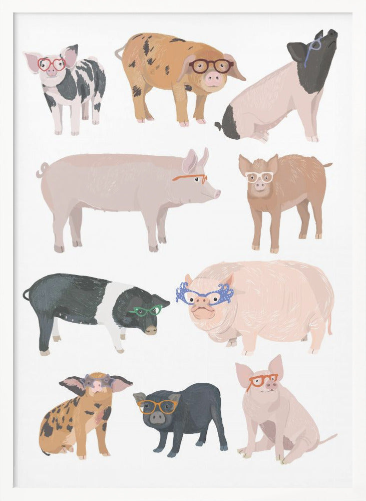 Pigs Glasses - Poster / Art Print