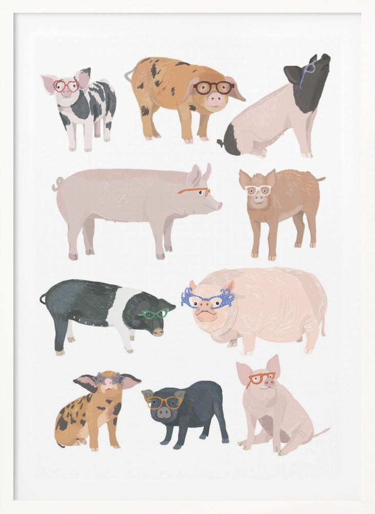 Pigs Glasses - Poster / Art Print