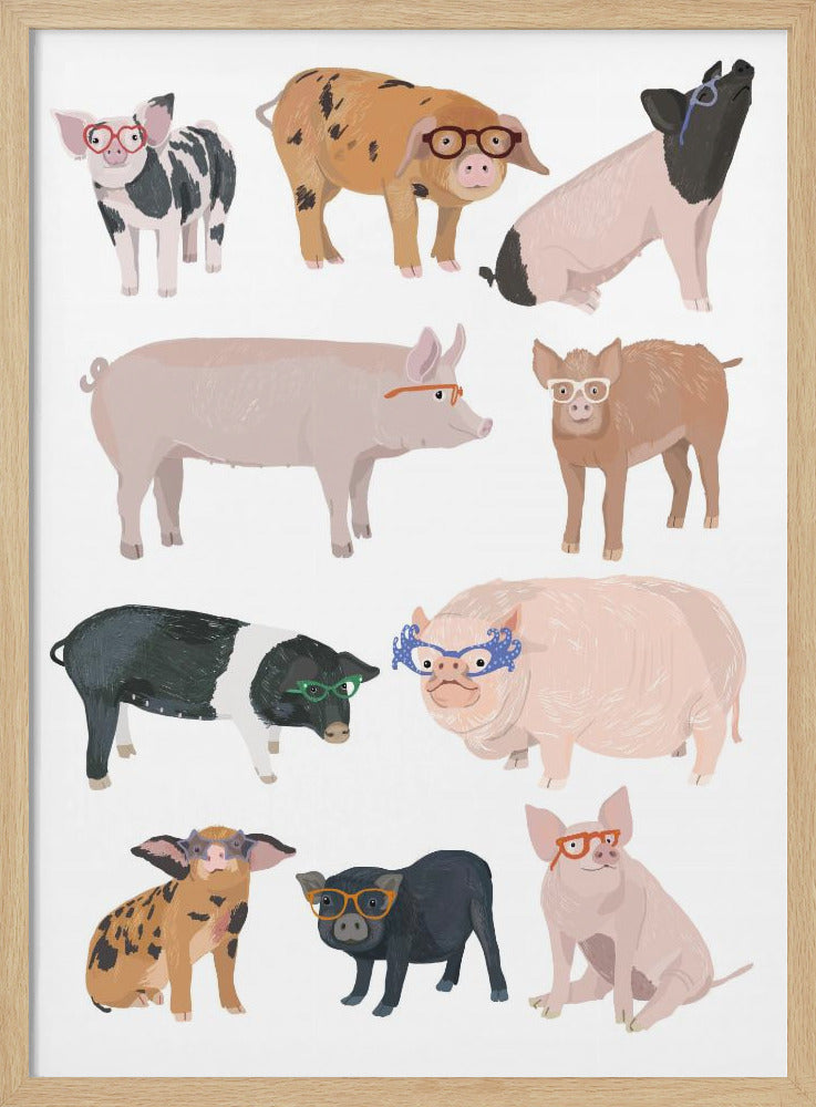 Pigs Glasses - Poster / Art Print