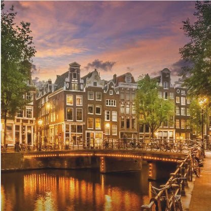 Idyllic impression of the Singel canal in Amsterdam, depicted as an art print. Wall Art