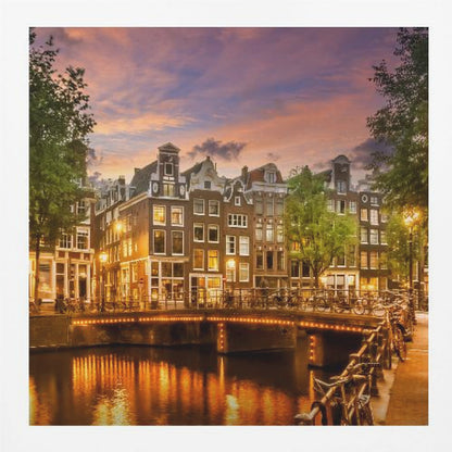 Idyllic impression of the Singel canal in Amsterdam, depicted as an art print. Wall Art