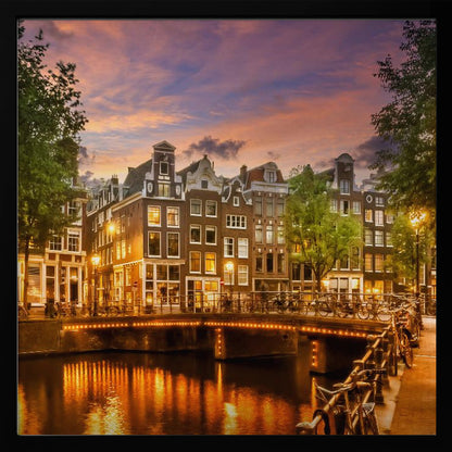 Idyllic impression of the Singel canal in Amsterdam, depicted as an art print. Wall Art