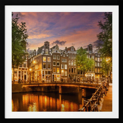 Idyllic impression of the Singel canal in Amsterdam, depicted as an art print. Wall Art