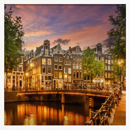 Idyllic impression of the Singel canal in Amsterdam, depicted as an art print. Wall Art