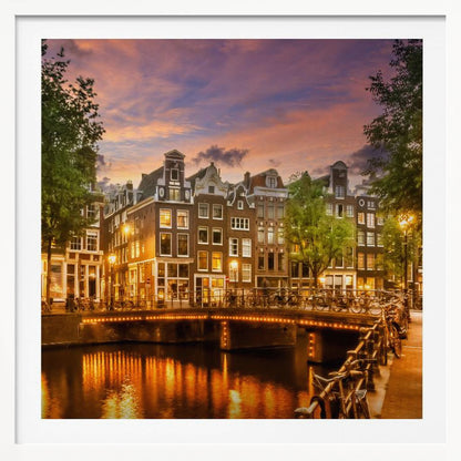 Idyllic impression of the Singel canal in Amsterdam, depicted as an art print. Wall Art