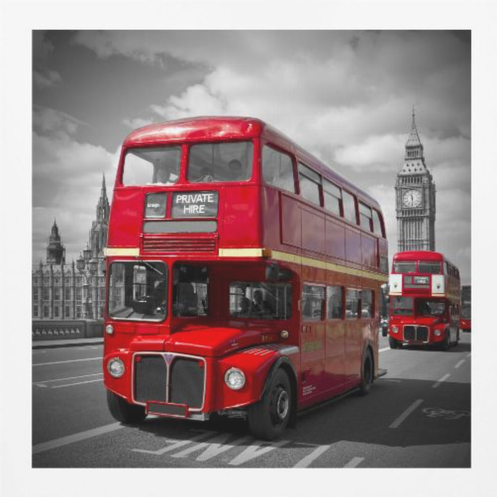 LONDON Red Buses on Westminster Bridge - Poster / Art Print