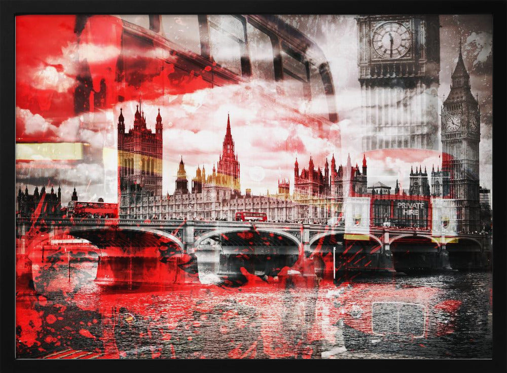 City Art LONDON Red Bus Composing - Poster / Art Print