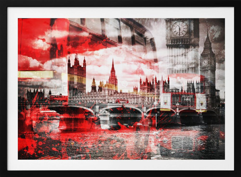 City Art LONDON Red Bus Composing - Poster / Art Print