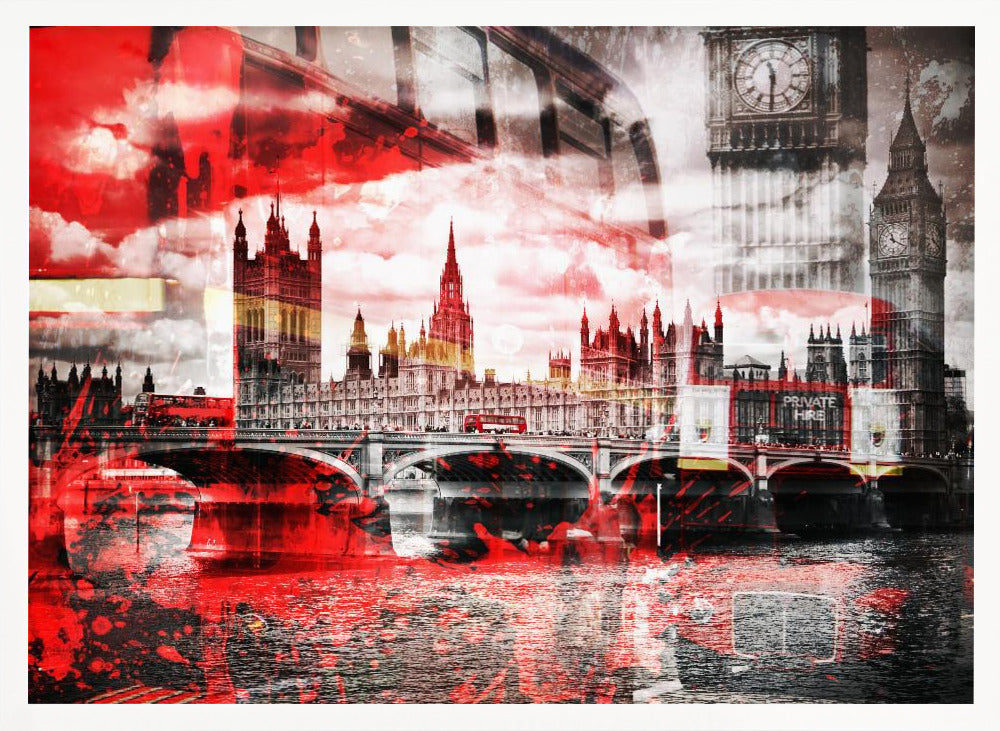 City Art LONDON Red Bus Composing - Poster / Art Print