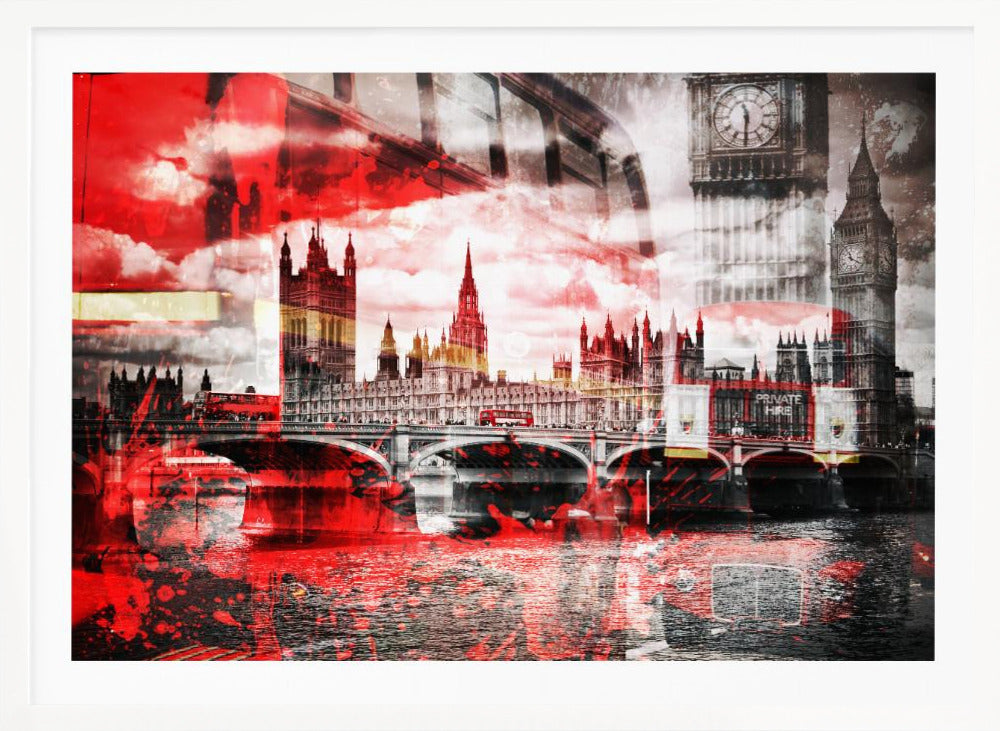 City Art LONDON Red Bus Composing - Poster / Art Print