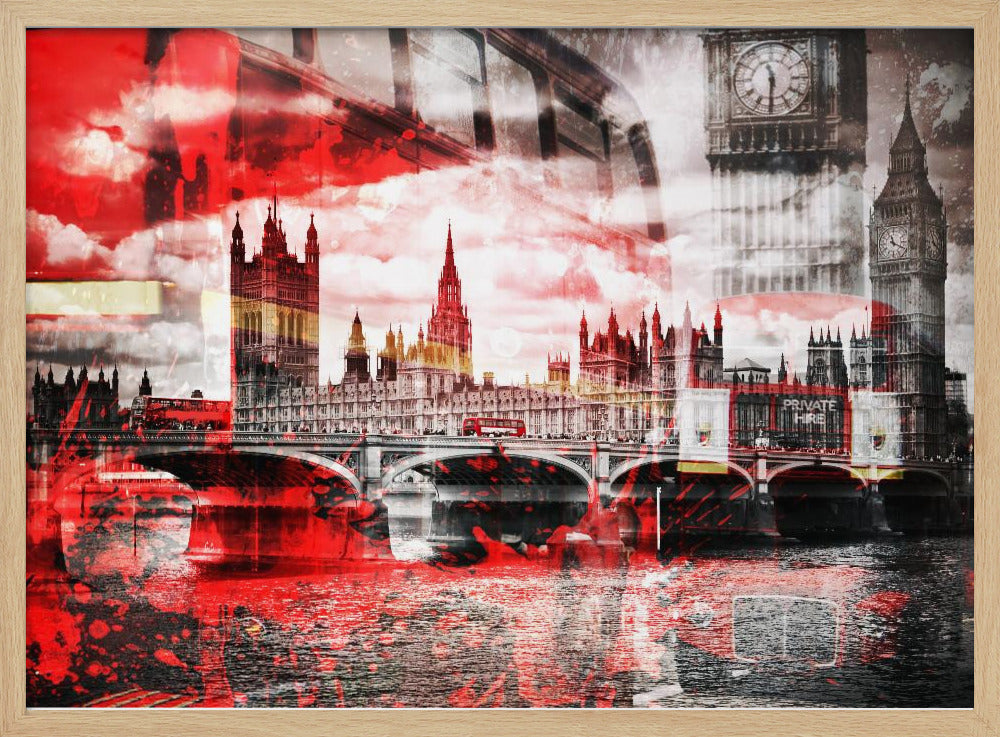 City Art LONDON Red Bus Composing - Poster / Art Print