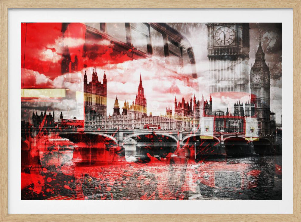 City Art LONDON Red Bus Composing - Poster / Art Print