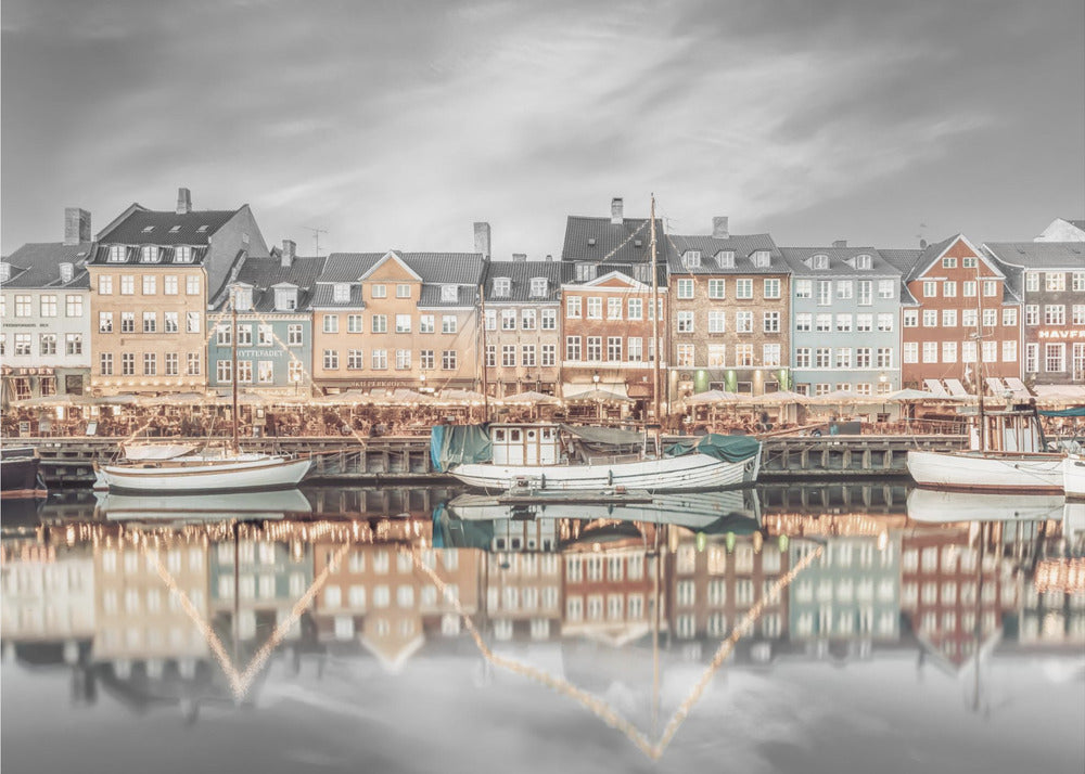 COPENHAGEN VINTAGE Nyhavn Idyllic Evening Impression - Poster / Art Print