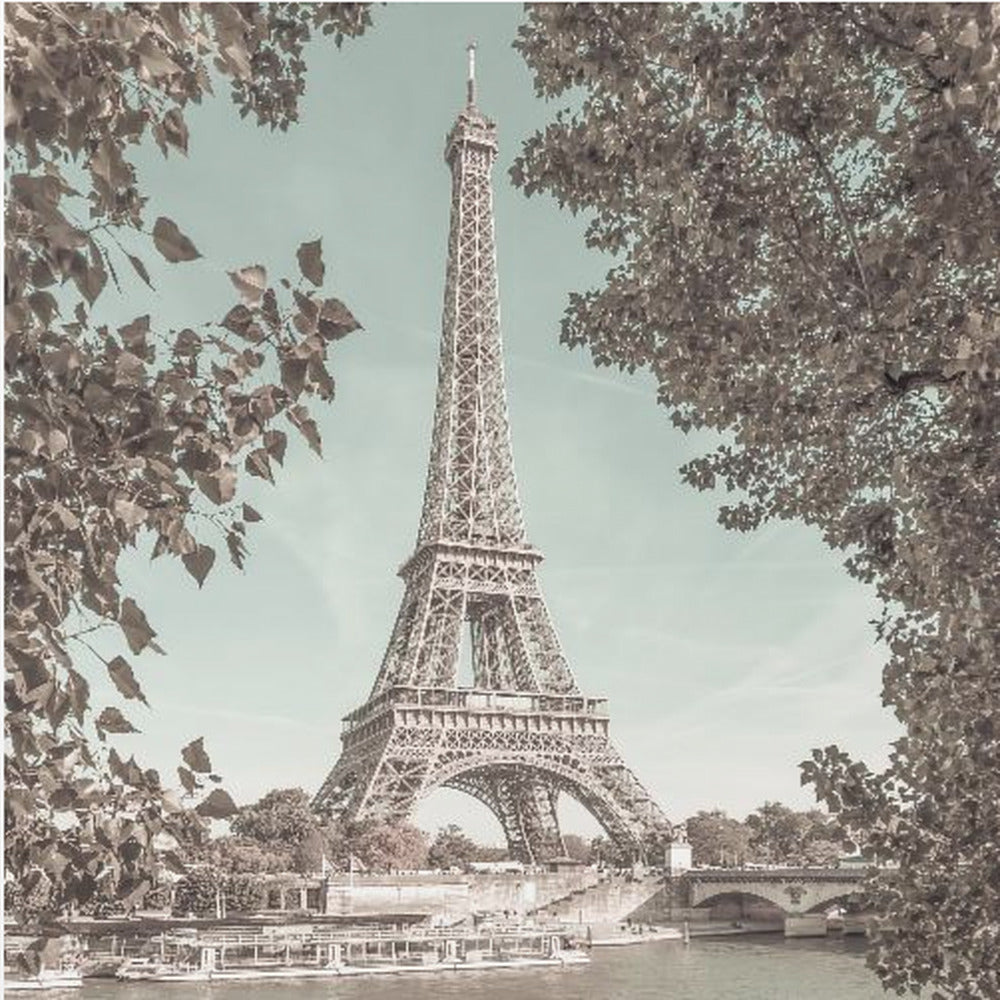 PARIS Eiffel Tower & River Seine | urban vintage style - Poster / Art Print