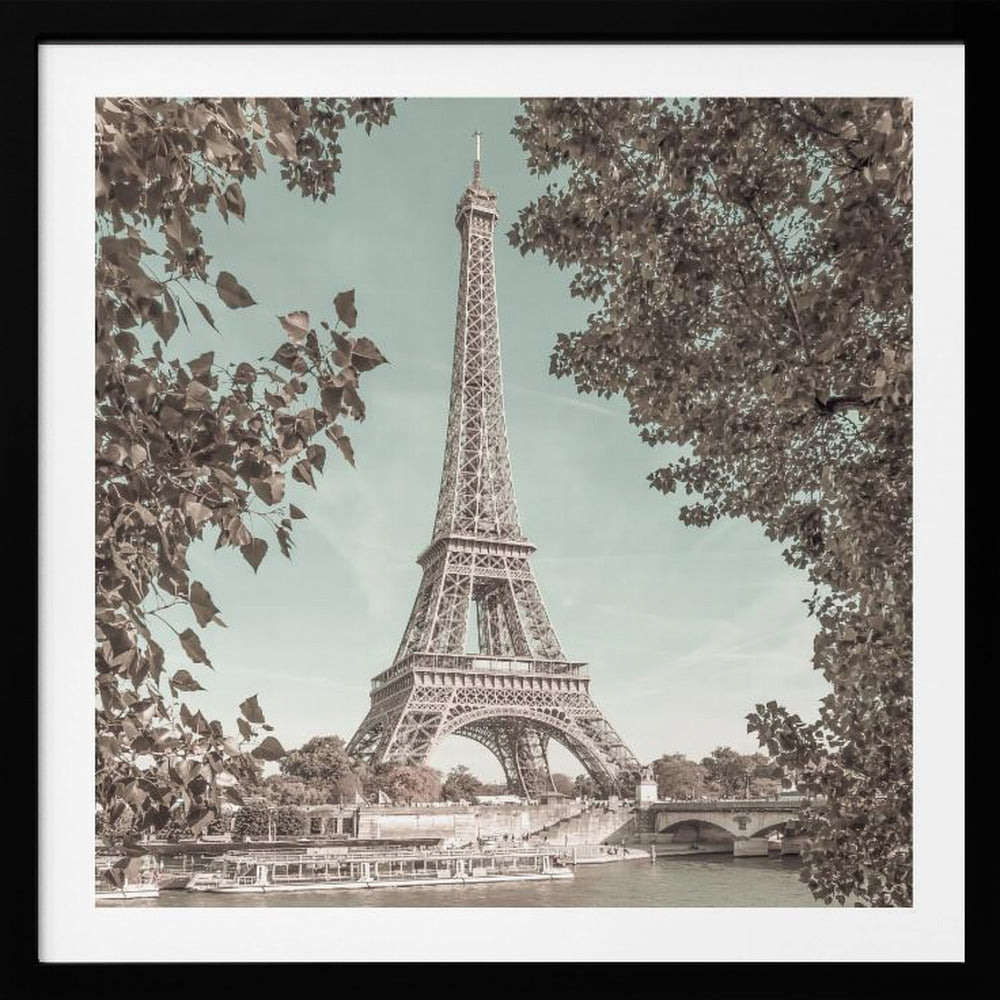 PARIS Eiffel Tower & River Seine | urban vintage style - Poster / Art Print