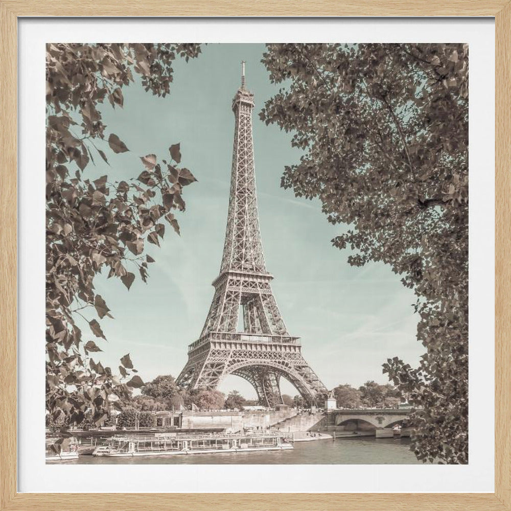 PARIS Eiffel Tower & River Seine | urban vintage style - Poster / Art Print