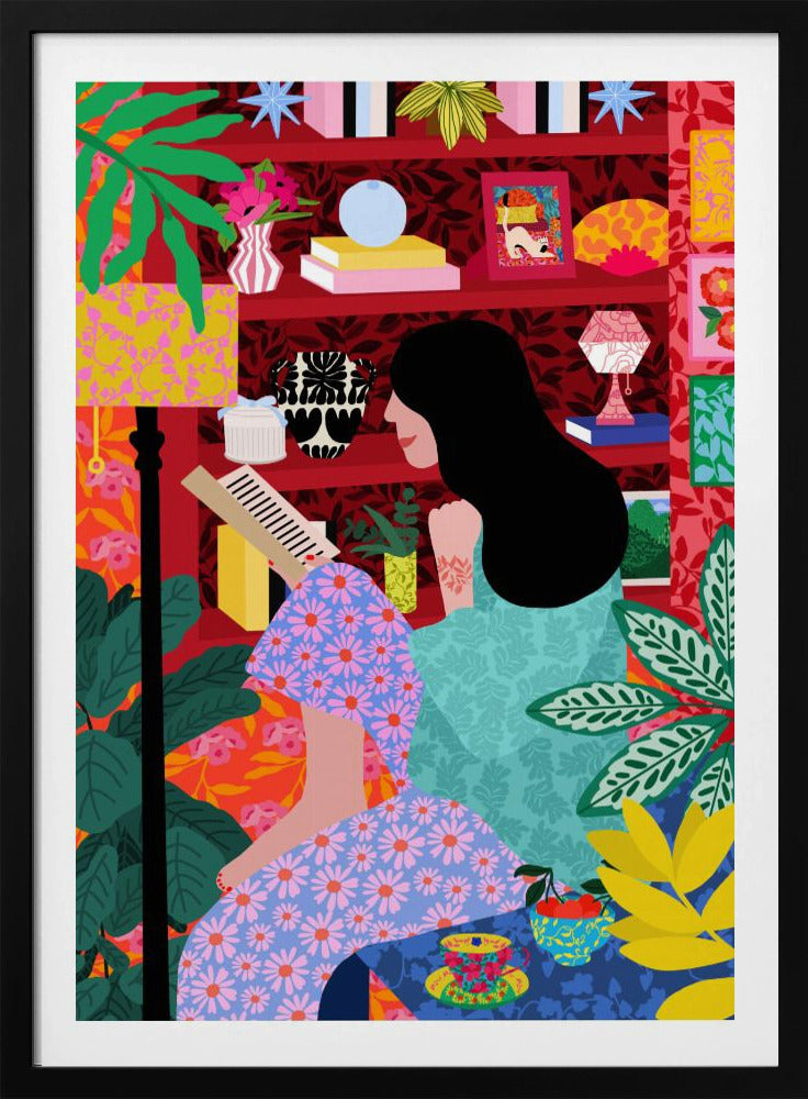 Girl Reading Her Favorite Book - Poster / Art Print