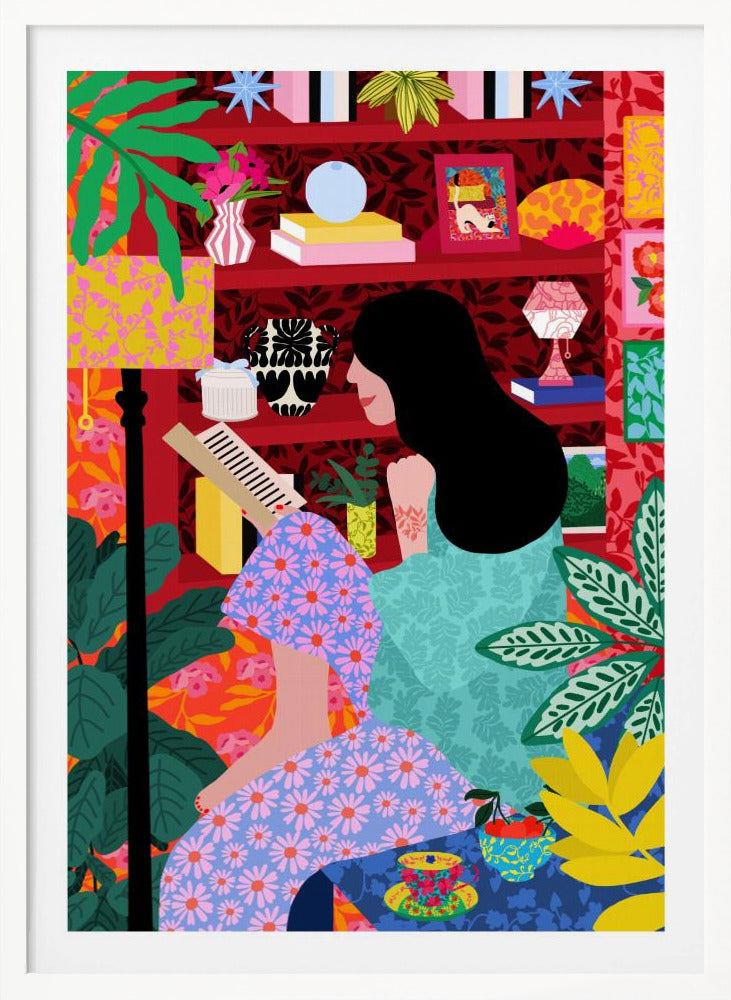 Girl Reading Her Favorite Book - Poster / Art Print