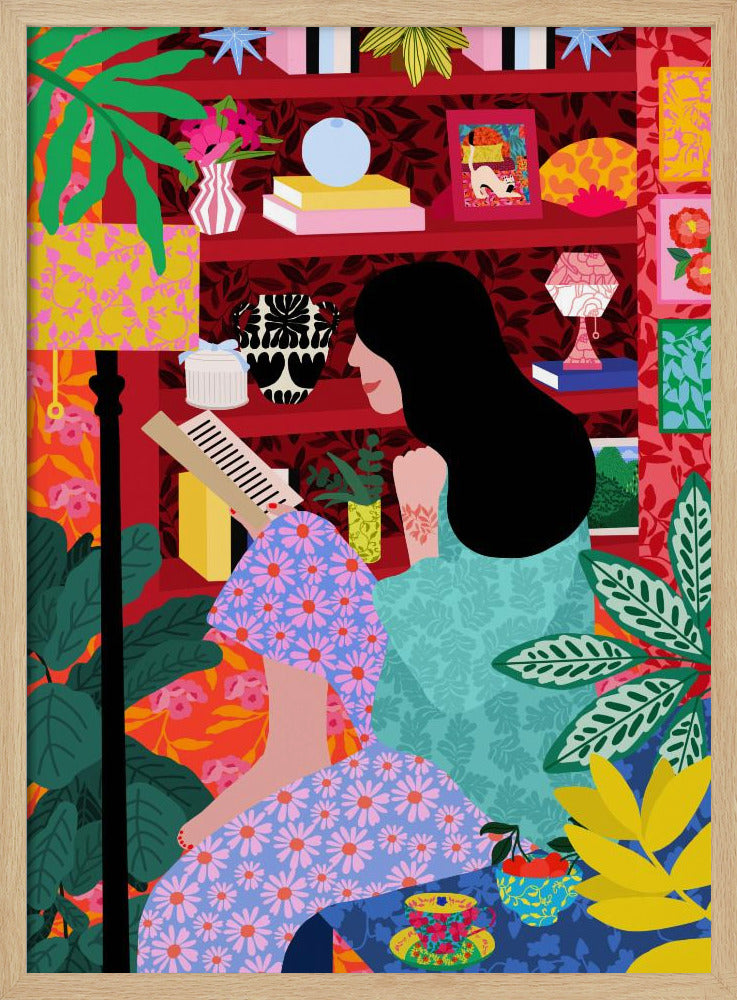 Girl Reading Her Favorite Book - Poster / Art Print