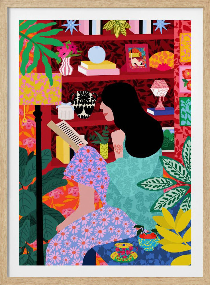 Girl Reading Her Favorite Book - Poster / Art Print