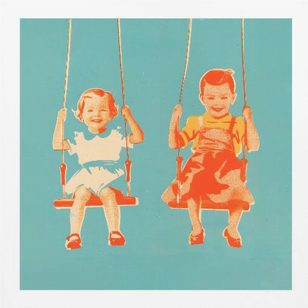 Two Little Girls On Swings - Poster / Art Print