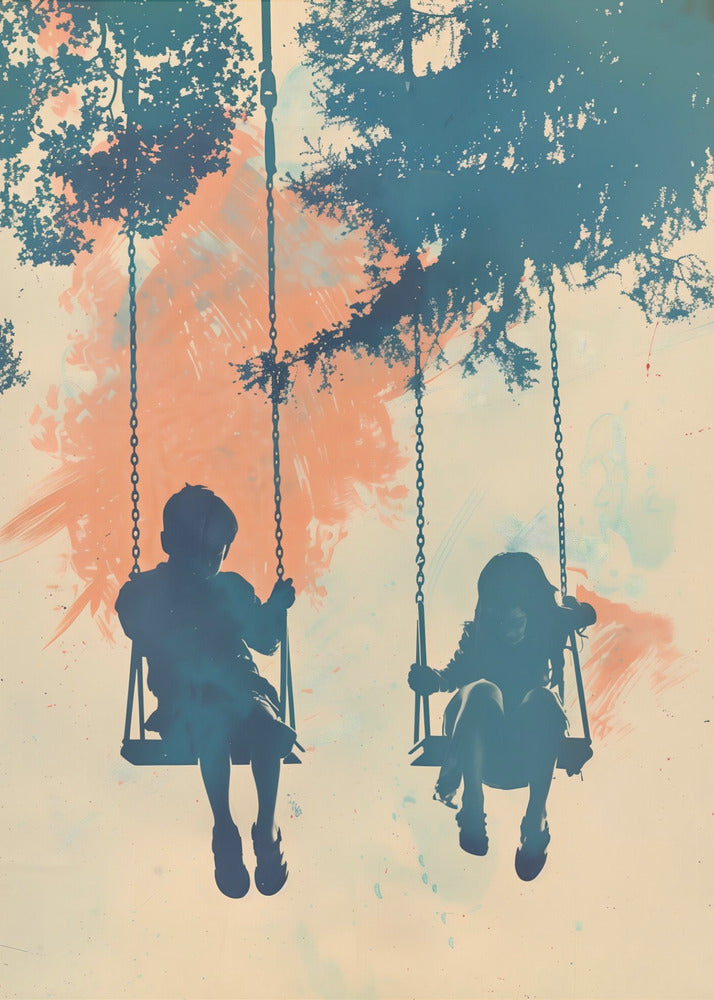 Kids On Swings - Poster / Art Print