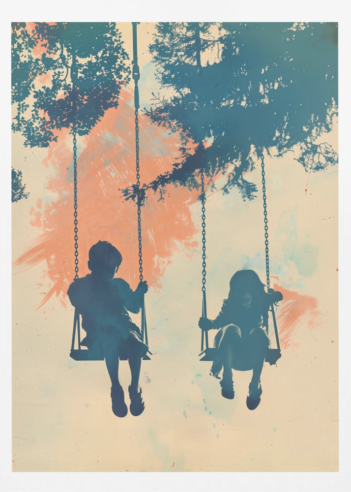 Kids On Swings - Poster / Art Print