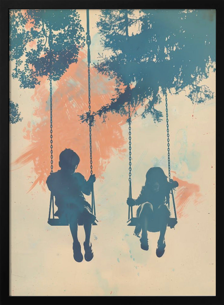 Kids On Swings - Poster / Art Print