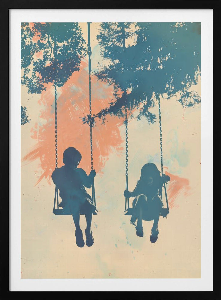 Kids On Swings - Poster / Art Print