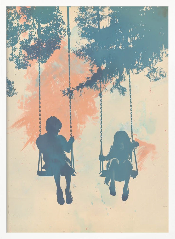 Kids On Swings - Poster / Art Print