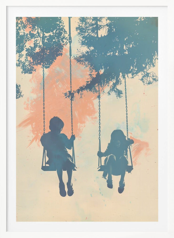 Kids On Swings - Poster / Art Print