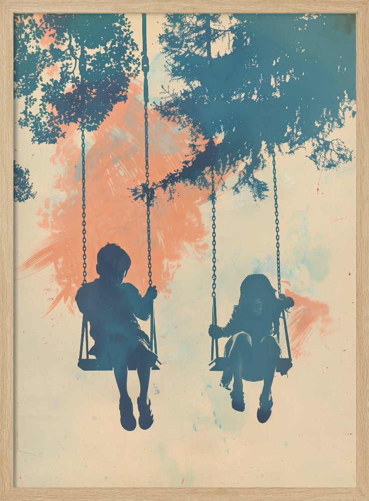 Kids On Swings - Poster / Art Print