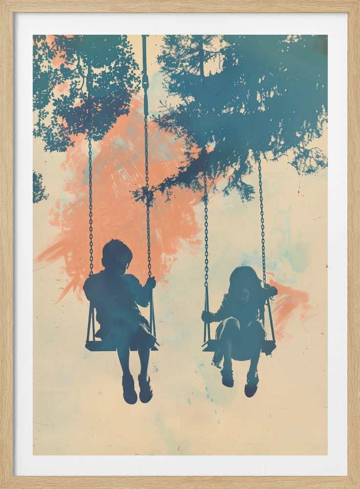 Kids On Swings - Poster / Art Print